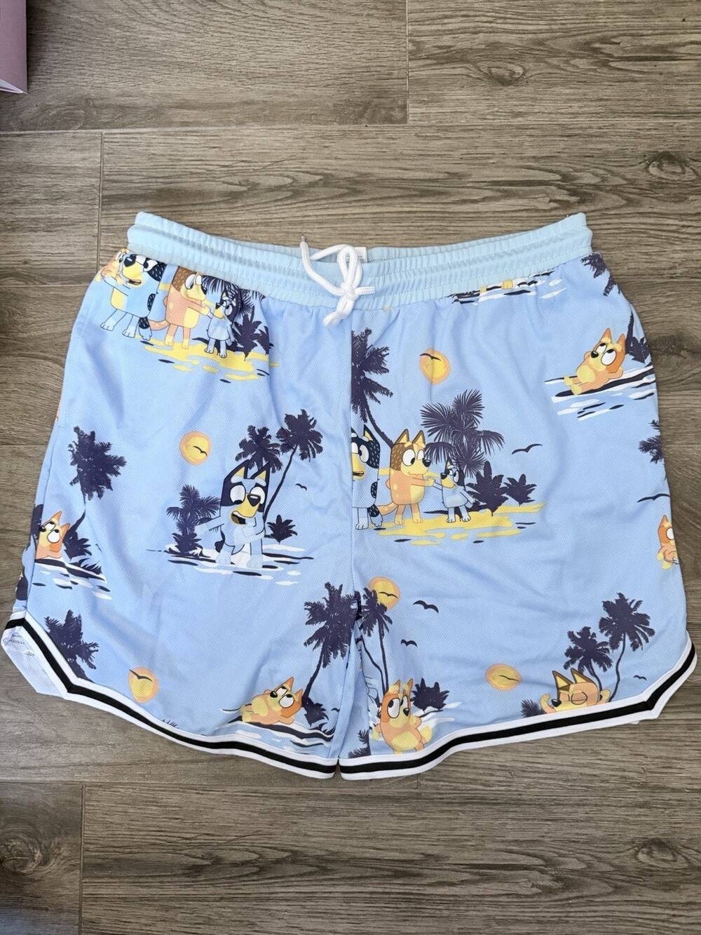 Bluey Men’s Swimming Trunks Size Large Tie Waist Brand New
